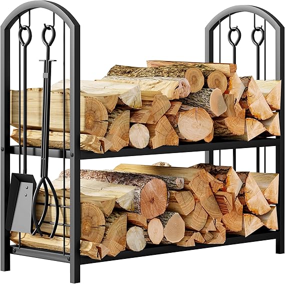 Firewood Log Rack with 4-Tool Set