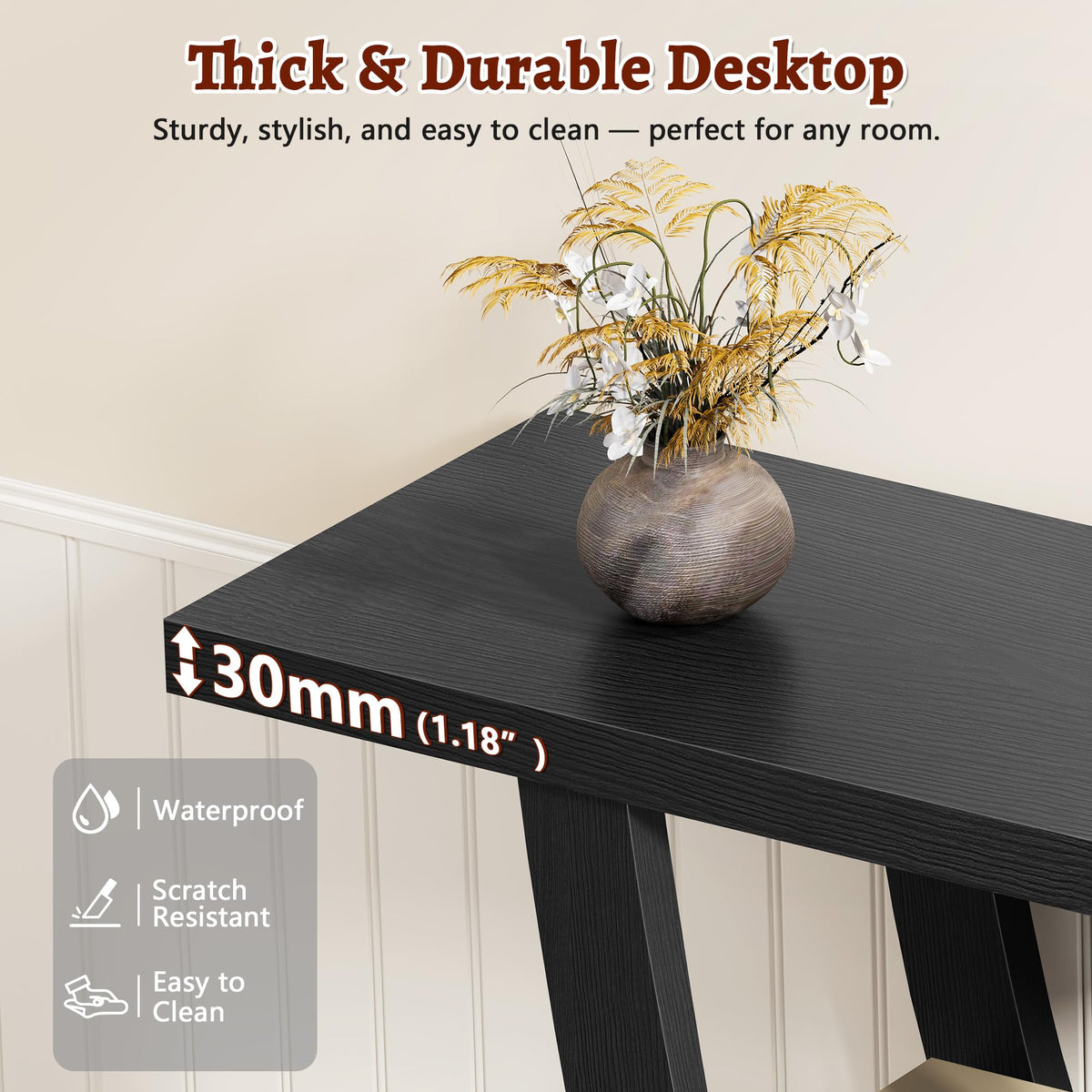 Black 3-Tier Console Table