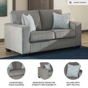 Signature Design by Ashley Altari Modern Loveseat with 2 Accent Pillows, Light Gray