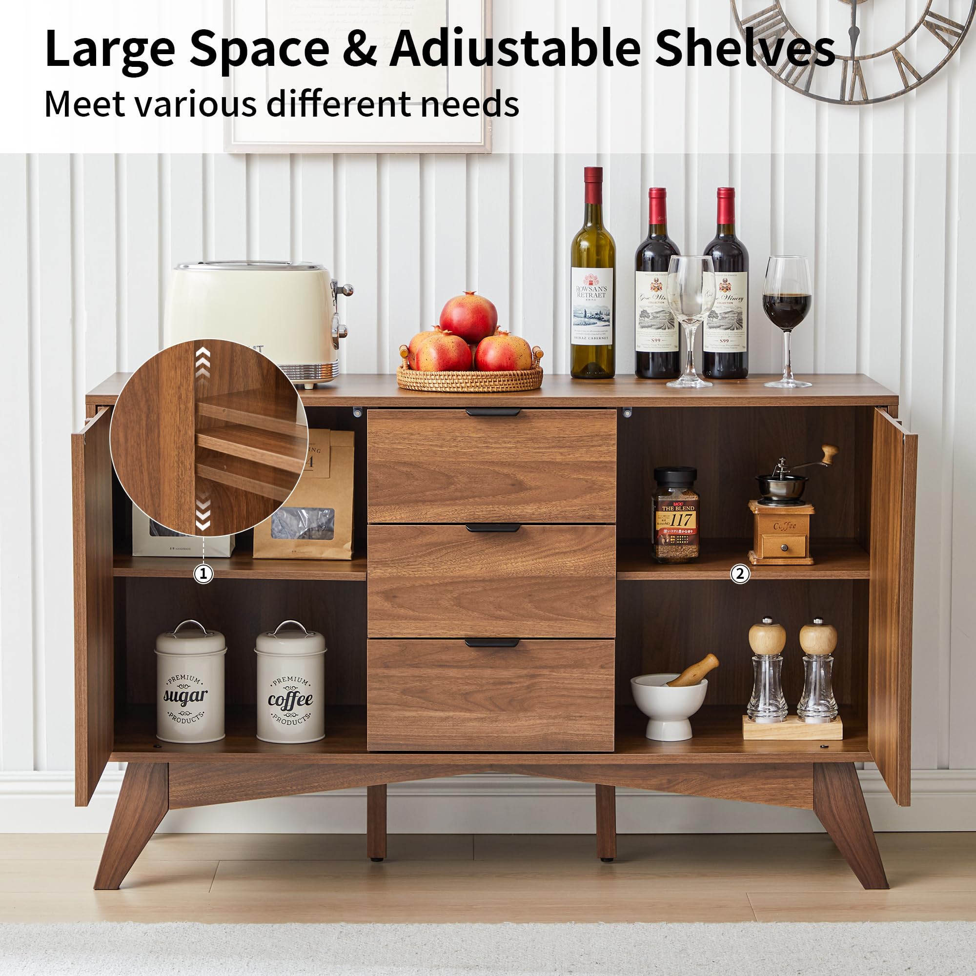 Mid-Century Modern Buffet Cabinet with Storage
