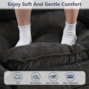 OhaiAura U Shaped Modular Sectional Sofa, Cloud Couch with Movable Ottoman, Comfy Chenille Sofa with Pillows for Living Room, Bedroom, Apartment, Black