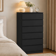 Black 6-Drawer Handleless Dresser