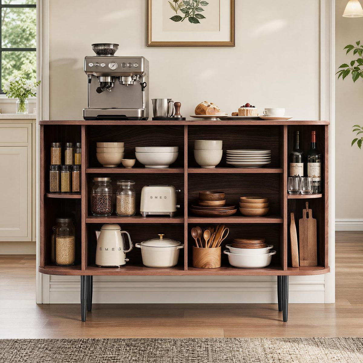 48" Fluted Sideboard Buffet Cabinet with Sliding Door