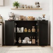 55" Fluted Sideboard Buffet Cabinet with LED Lights & Glass Doors