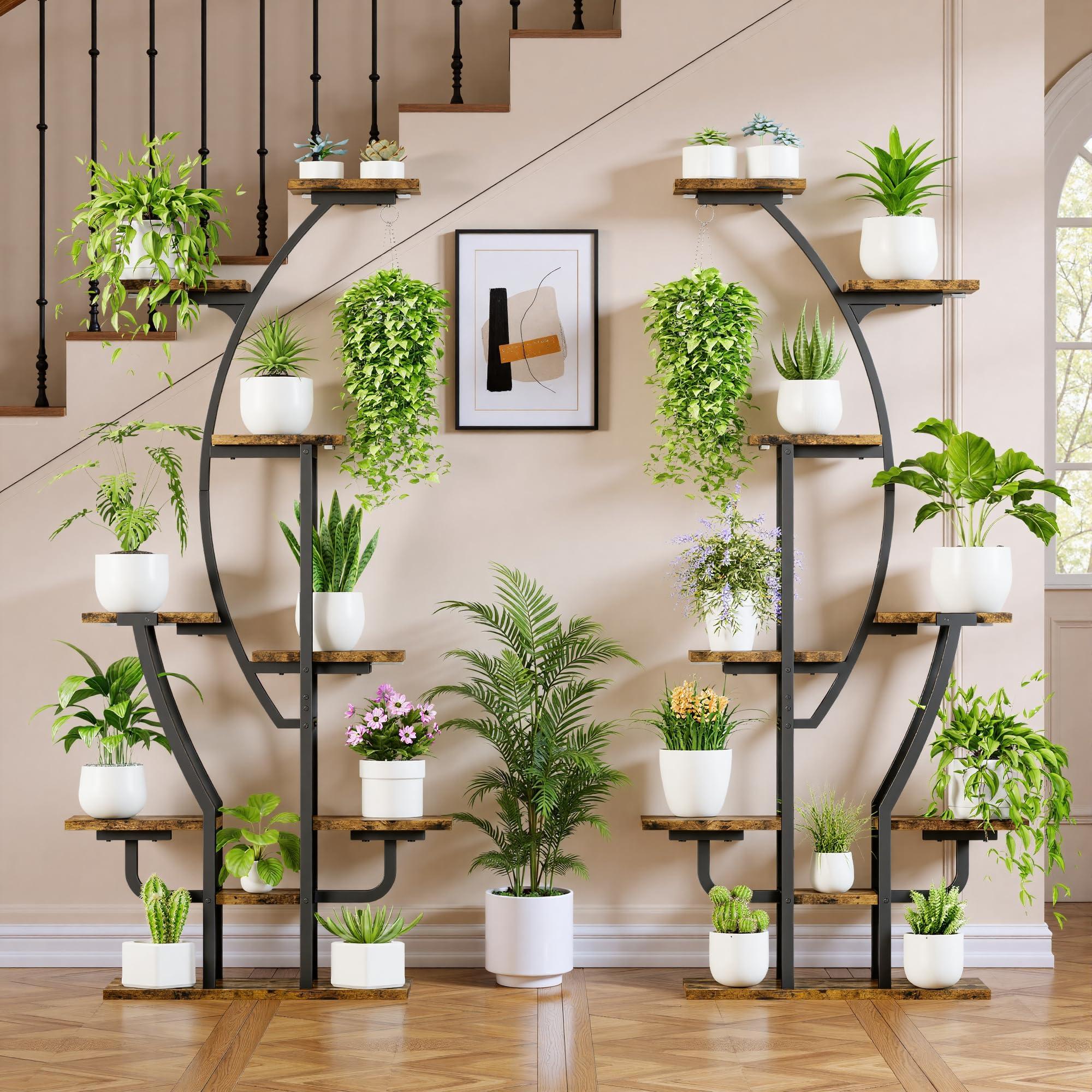 9-Tier Corner Plant Stand with Grow Lights