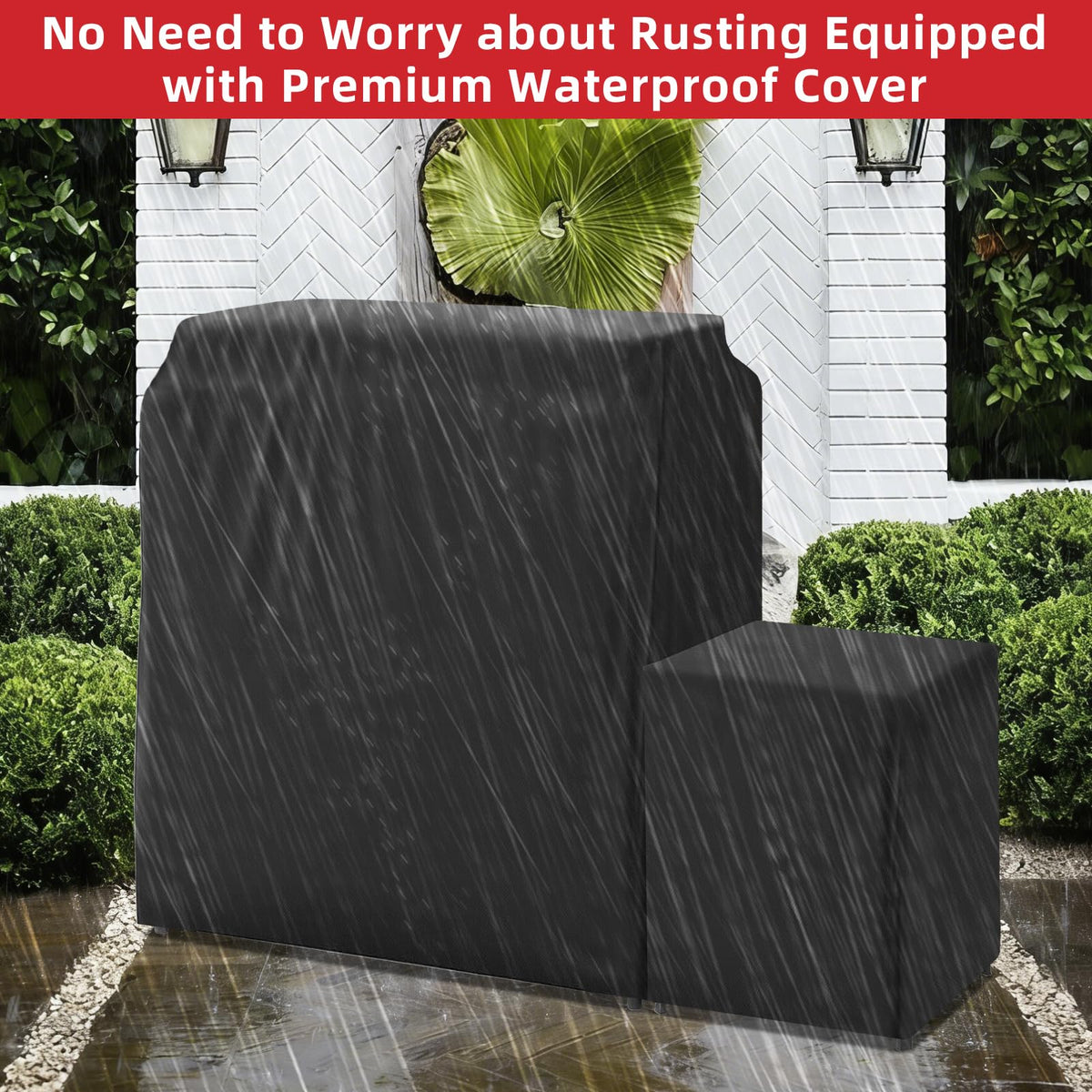 40.5" Outdoor Propane Fireplace with Tank Storage and Dust Cover-