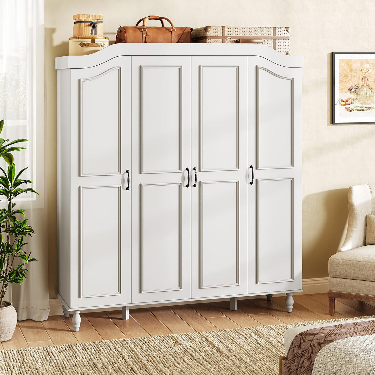 White Arched 4-Door Wardrobe