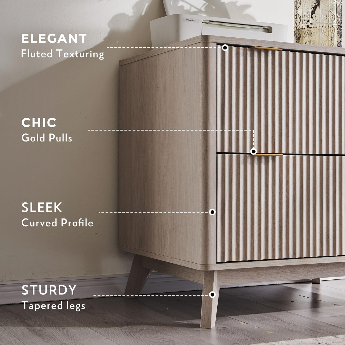 Fluted 2-Drawer Lateral File Cabinet