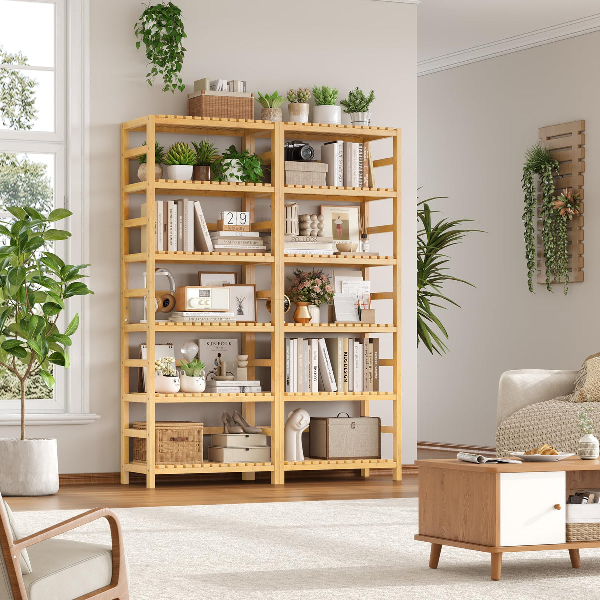 6-Tier Adjustable Bamboo Shelf