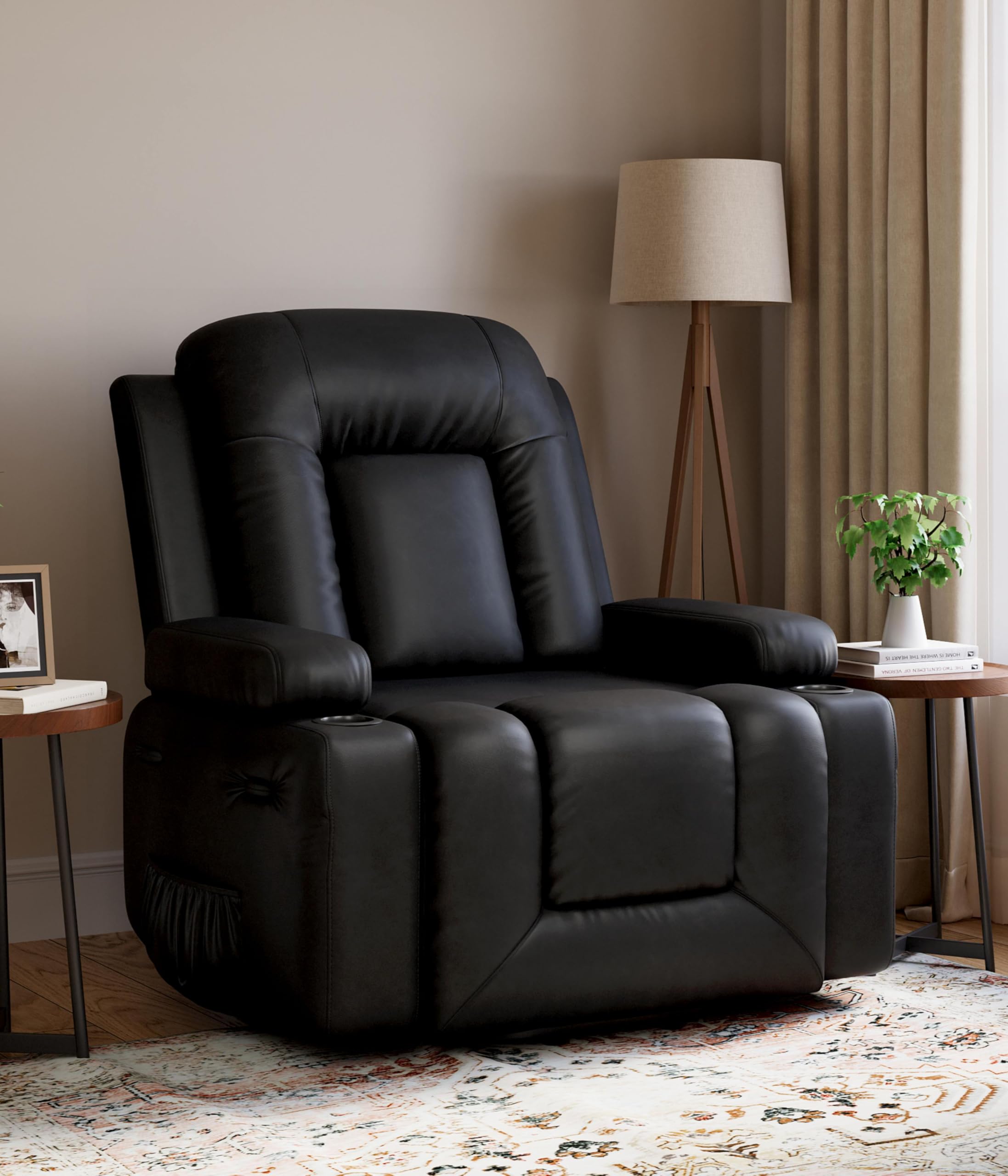 Garvee Oversized Power Lift Recliner Chair - Heat and Massage, PU Leather Electric Lift Recliner for Elderly & Mobility Impaired, Adjustable Back and Legs, Heavy Duty Lift Chair for Seniors