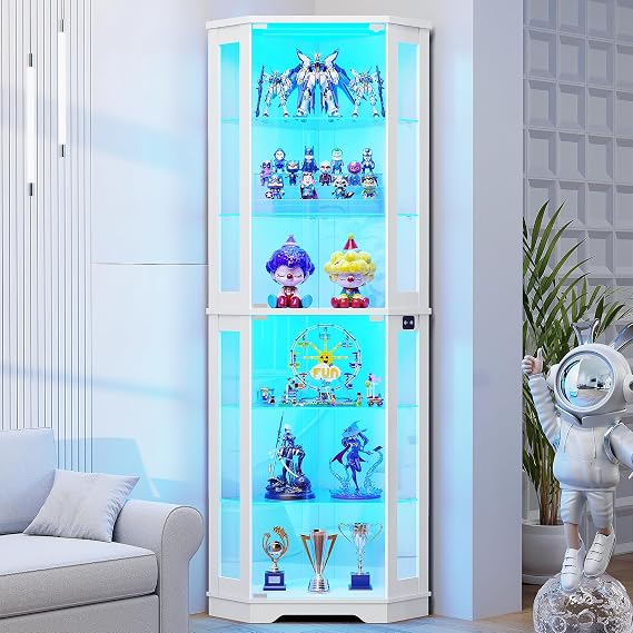Black LED Corner Display Cabinet