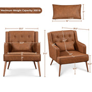 PU Leather Accent Armchair Set of 2