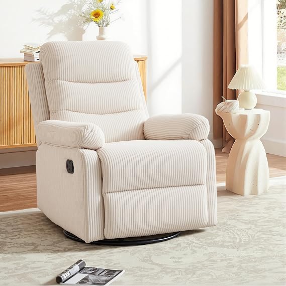 Green Corduroy Swivel Glider Recliner