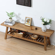 Reclaimed Wood Entryway Bench with Storage Shelf