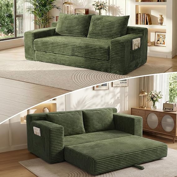 Convertible Sofa Bed Loveseat Sleeper with Memory Foam