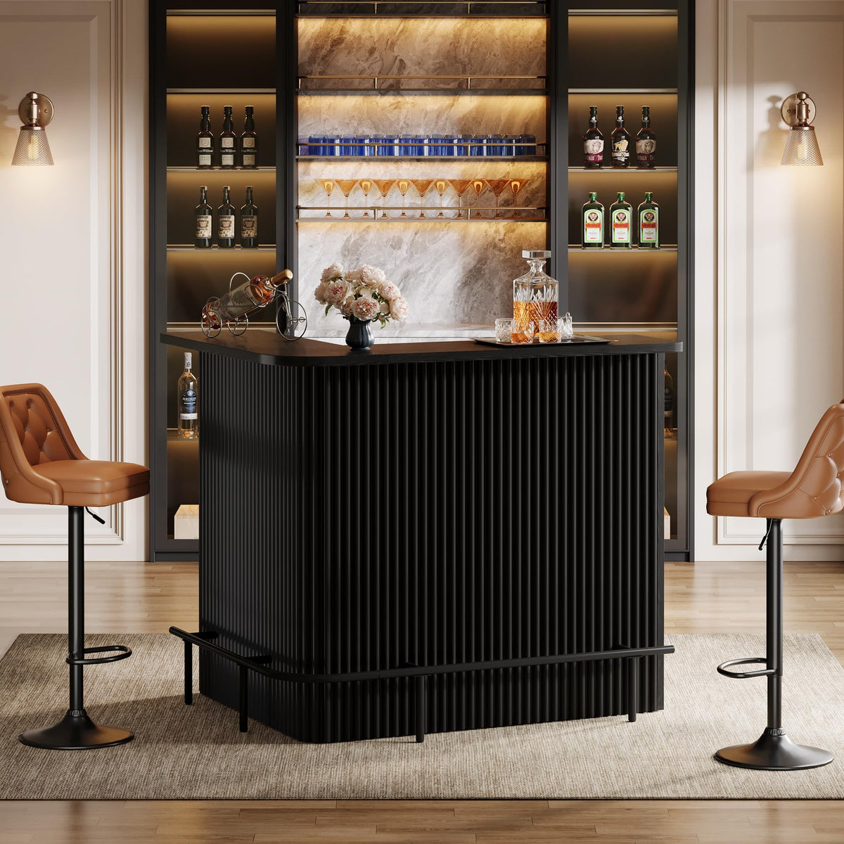 Tribesigns Bar Table, 4-Tier L Shaped Home Bar Unit with Storage