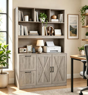 Bookshelf with File Drawers & Power Outlets