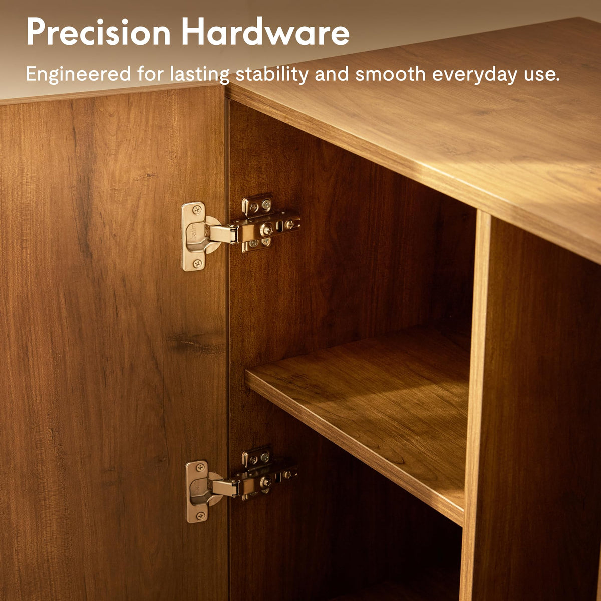 FLEXISPOT Walnut Finish Nightstand with Charging Station, Minimalist Style