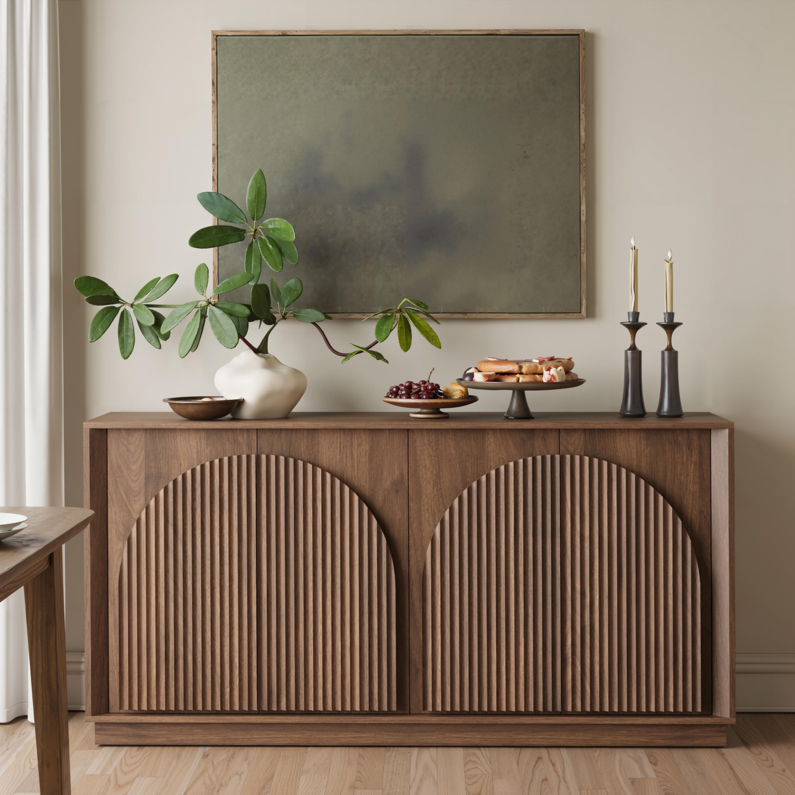 Fluted Sideboard Buffet Cabinet 65"