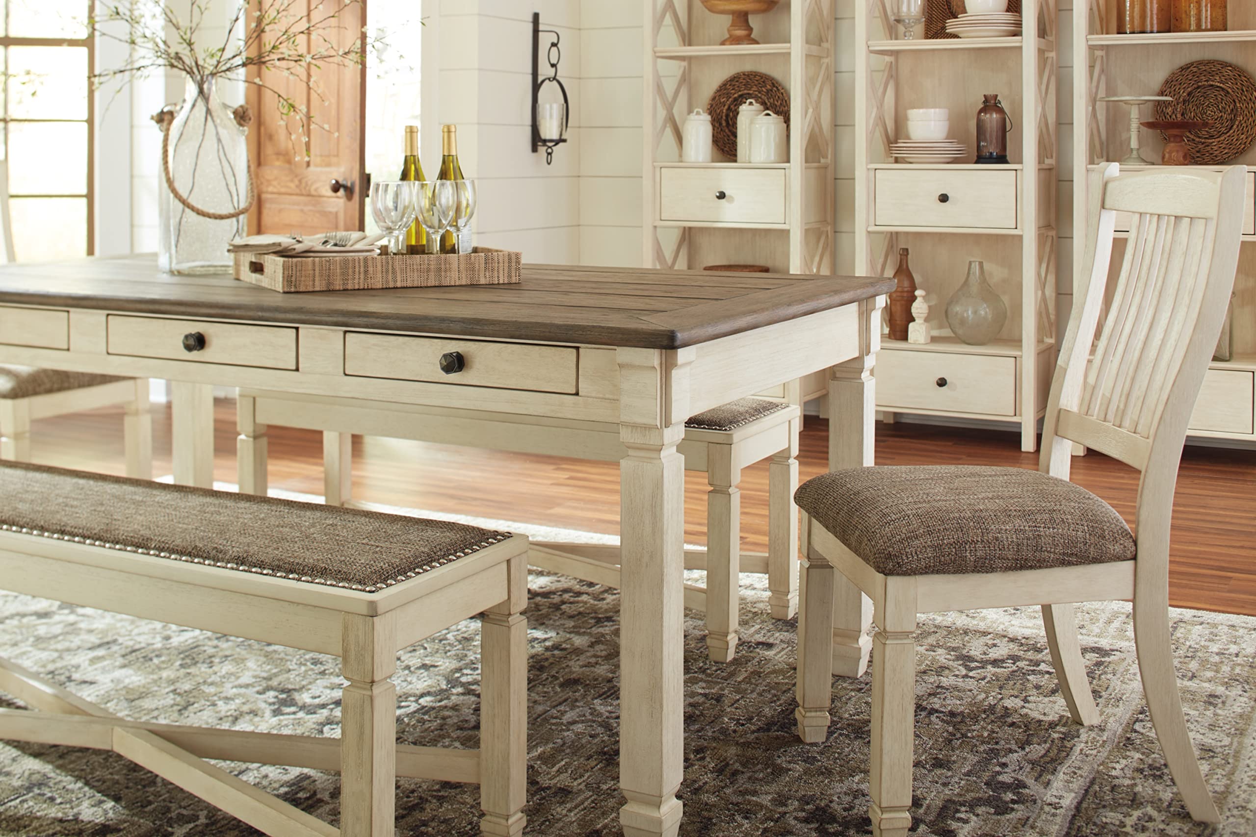 Farmhouse Dining Table with 6 Storage Drawers