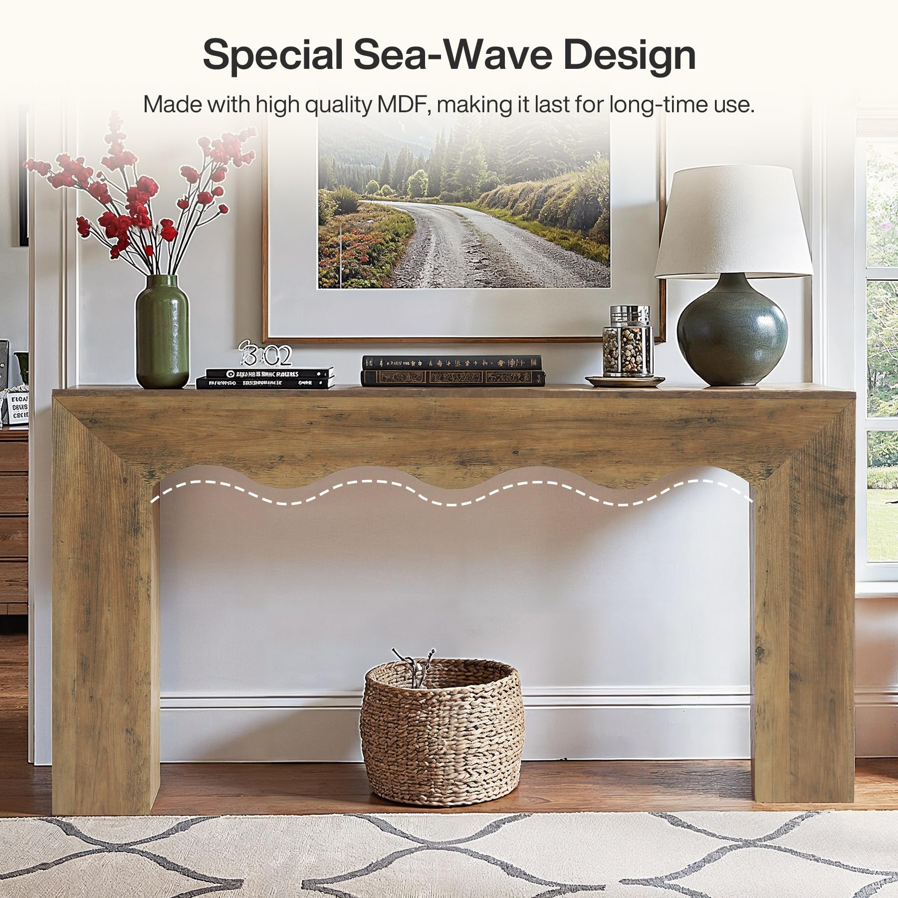 63" Wavy Console Table with Storage