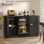 Lurinthal Coffee Bar Cabinet with Fridge Space, Liquor Wine Bar Cabinets with Wine Rack and Glass Holder, Mini Fridge Cabinet with Storage, Fluted Buffet Sideboard for Living Room, Home, Kitchen