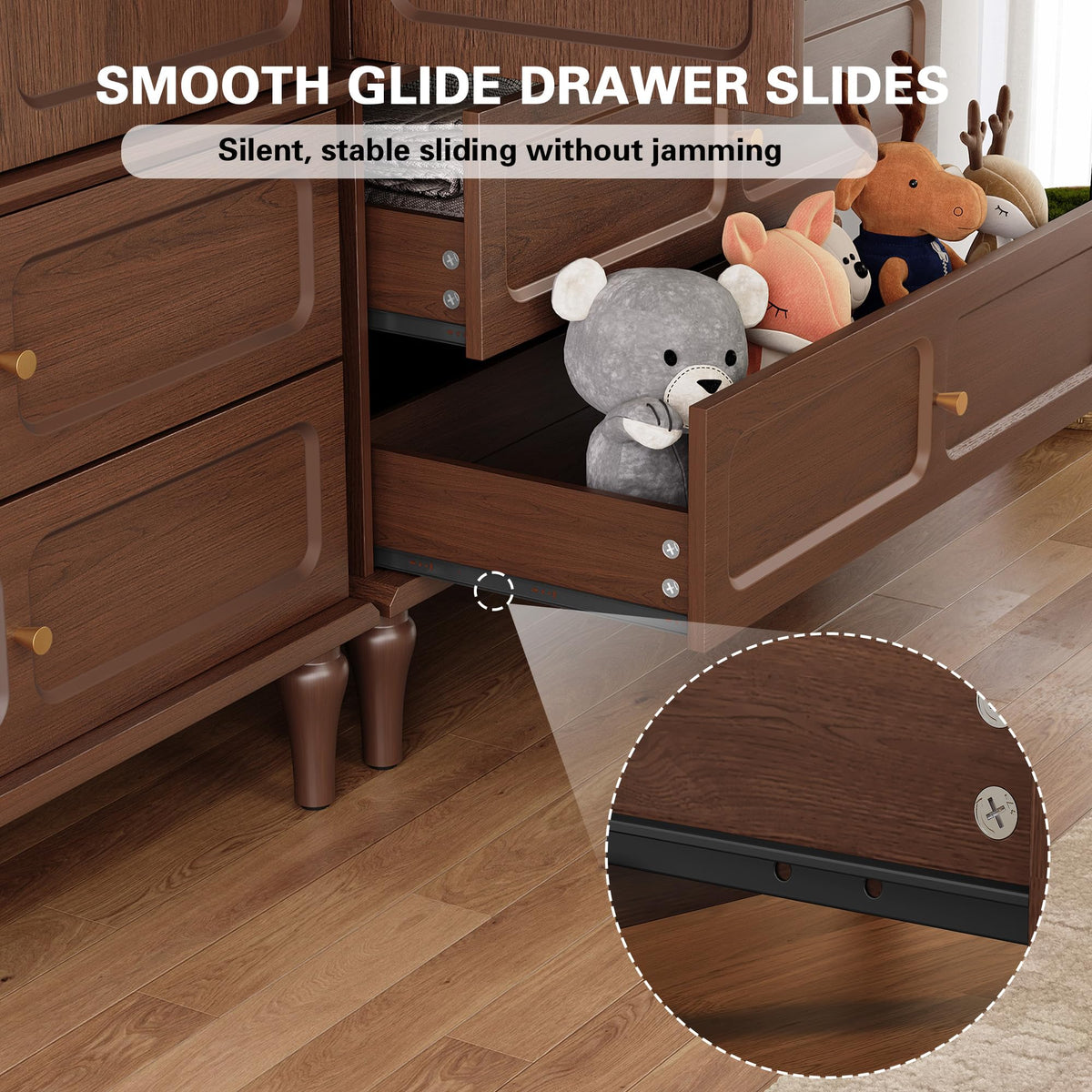 HLR 71" Wardrobe Closet Mid-Century Modern Style,Brown
