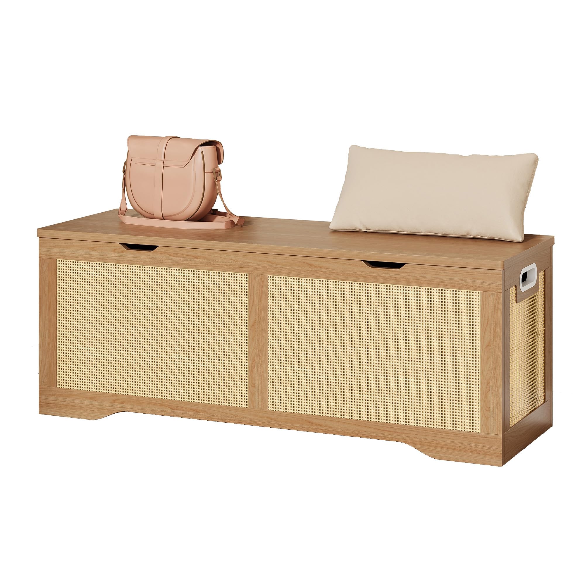 Rattan Storage Ottoman Bench with Lid