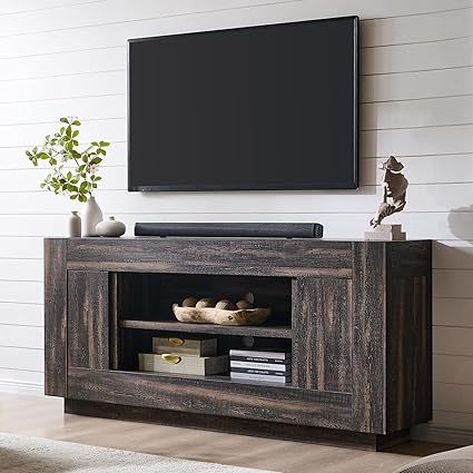 70" TV Stand with Open Storage & Side Cabinets