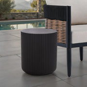 SAFAVIEH Outdoor Patio Furniture Collection - Napa Black Ficonstone Side Table, Round Modern Patio Accent Table, Fully Assembled (PAT1539A)