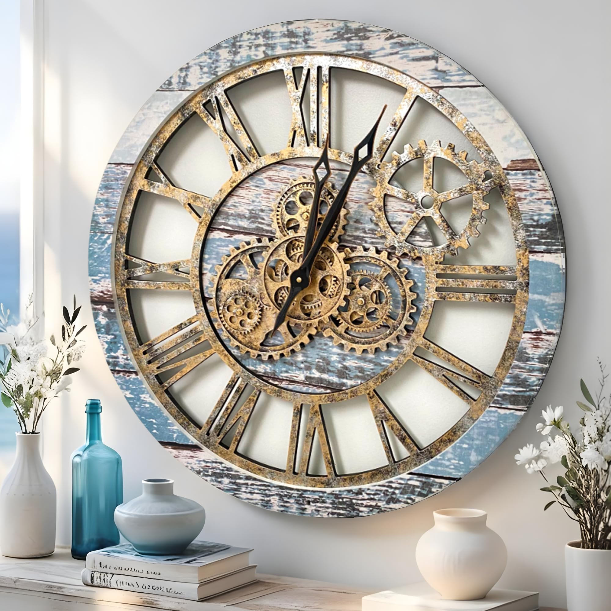 Industrial Moving Gear Wall Clock