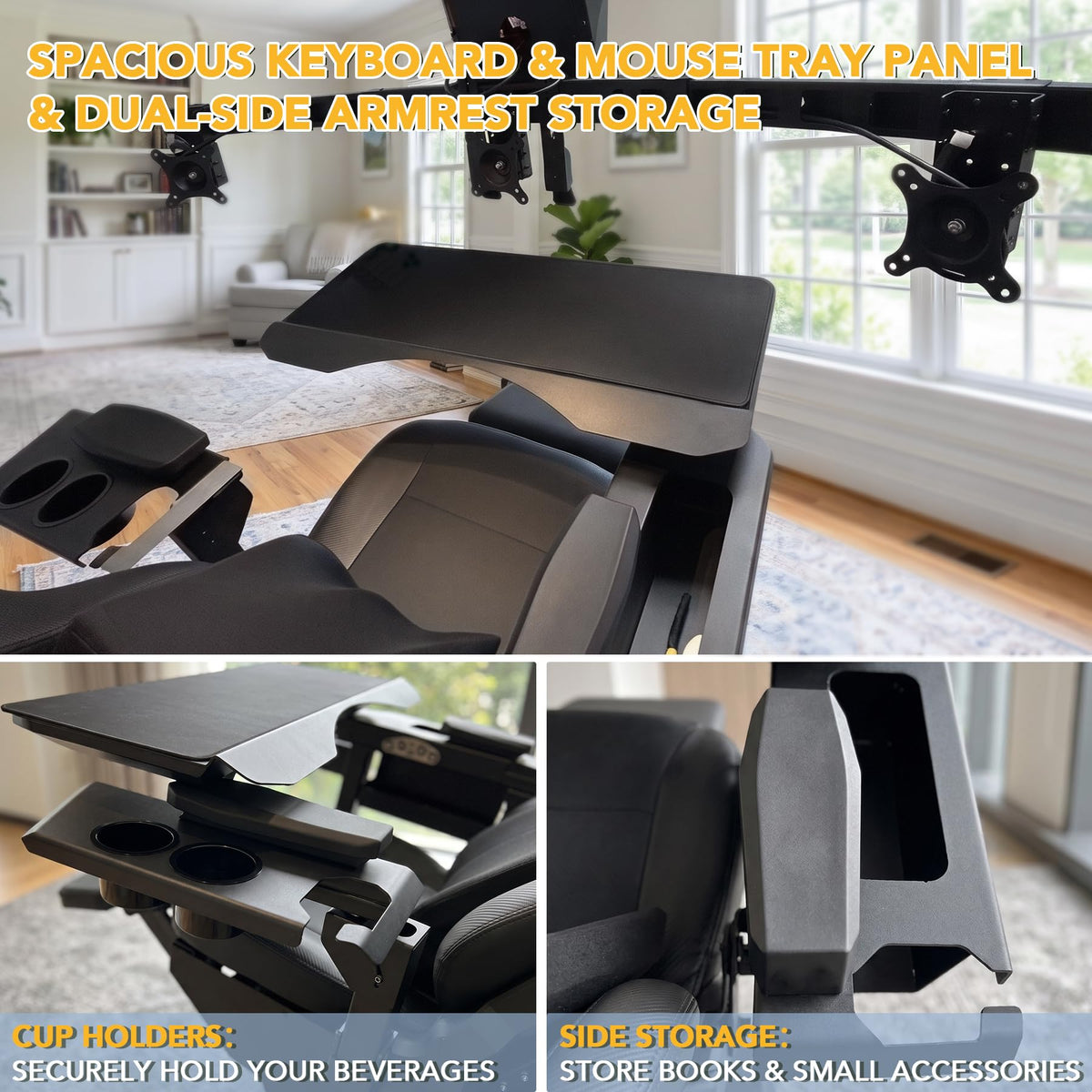 Ycloroet T2 Zero Gravity Leather Massage Chair - Ergonomic Gaming/Office Cockpit, 160° Recline, 3-Screen/49-inch Ultra-Wide Monitor Compatible