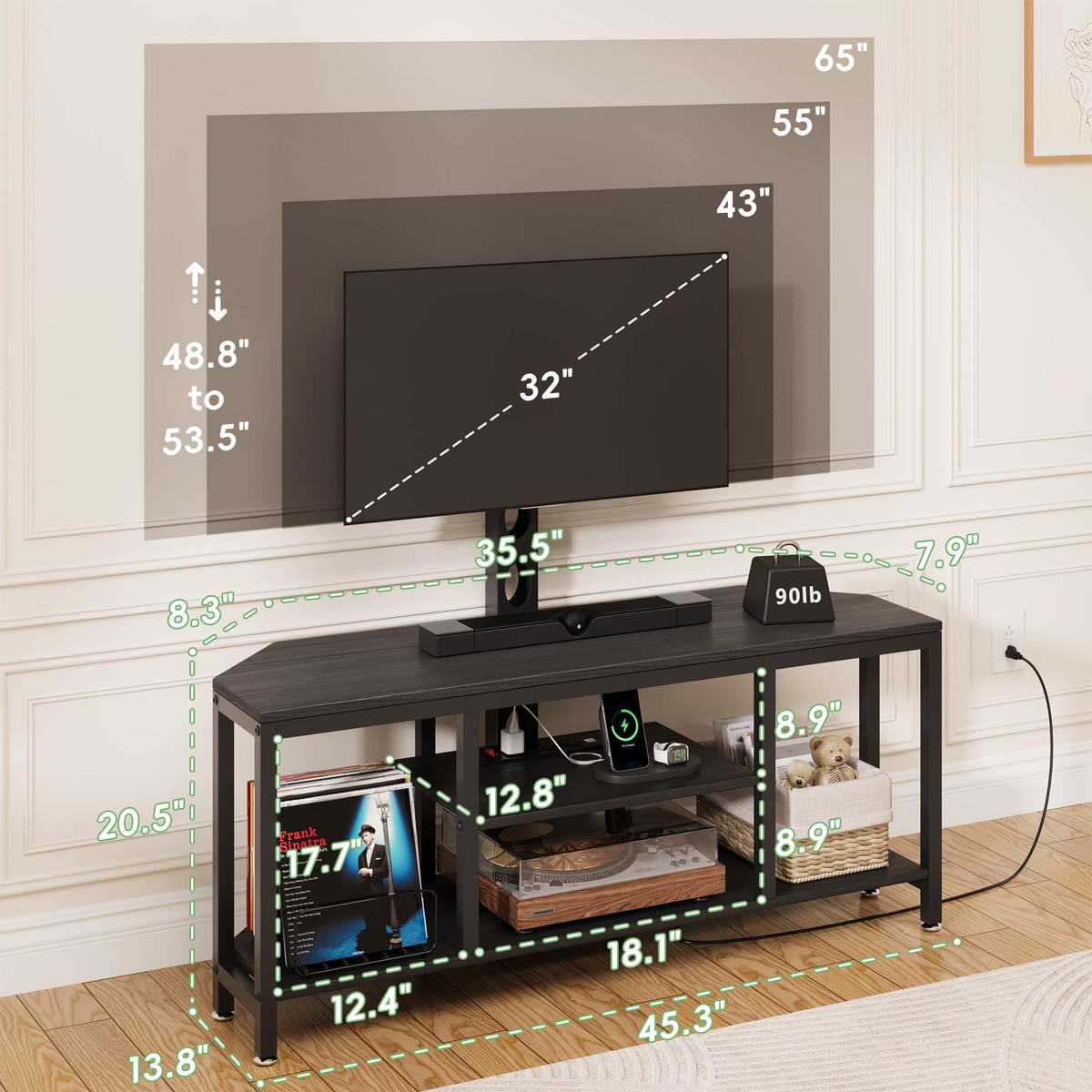 LED TV Stand with Swivel Mount
