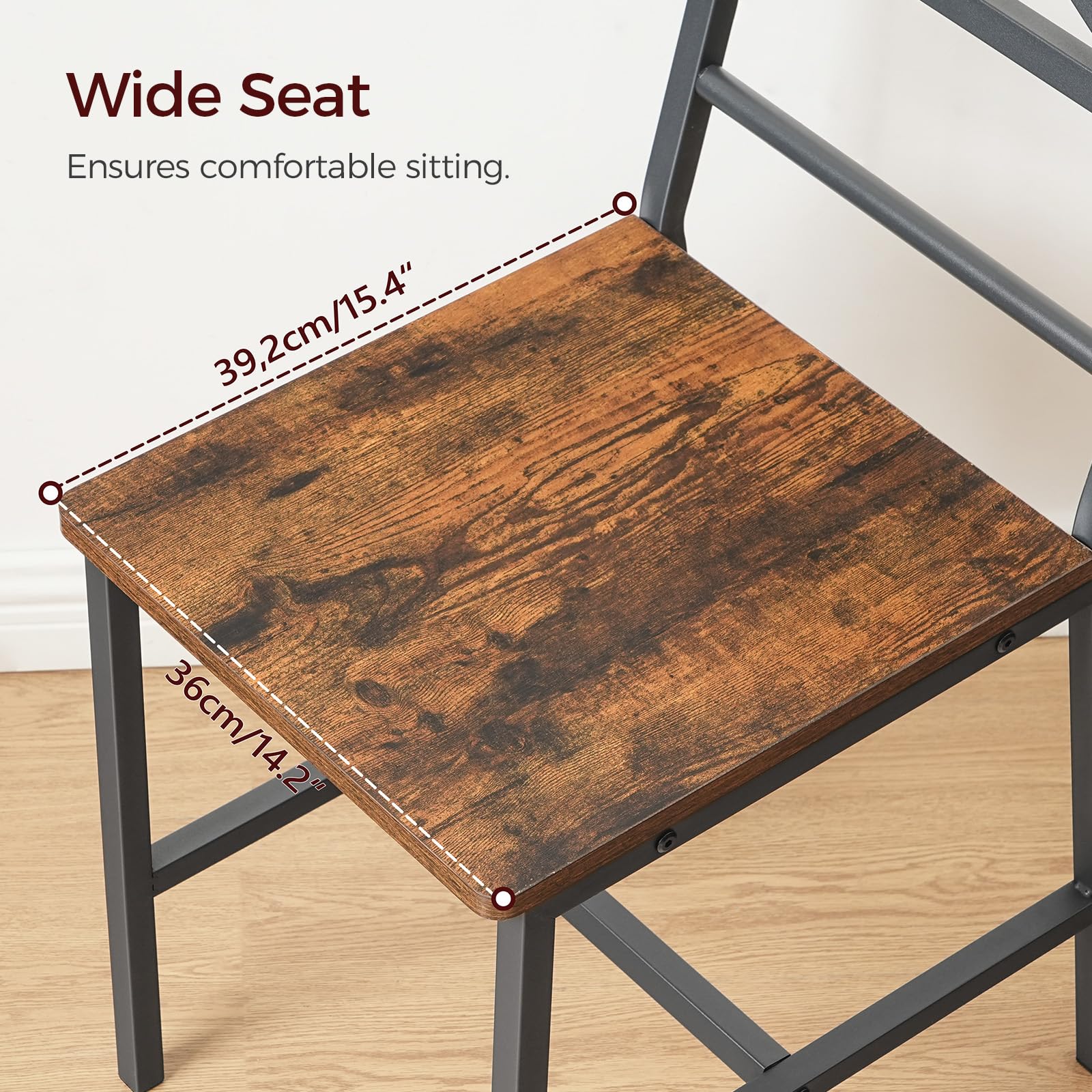 Rustic Dining Chair Set with Metal Frame