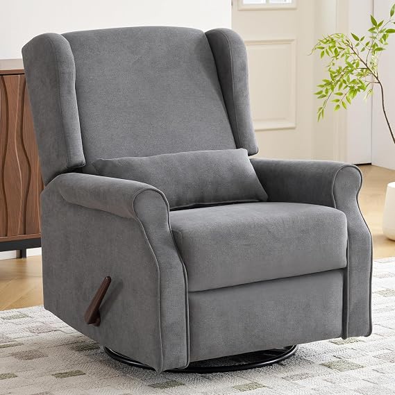 Green Chenille Swivel Rocker Recliner
