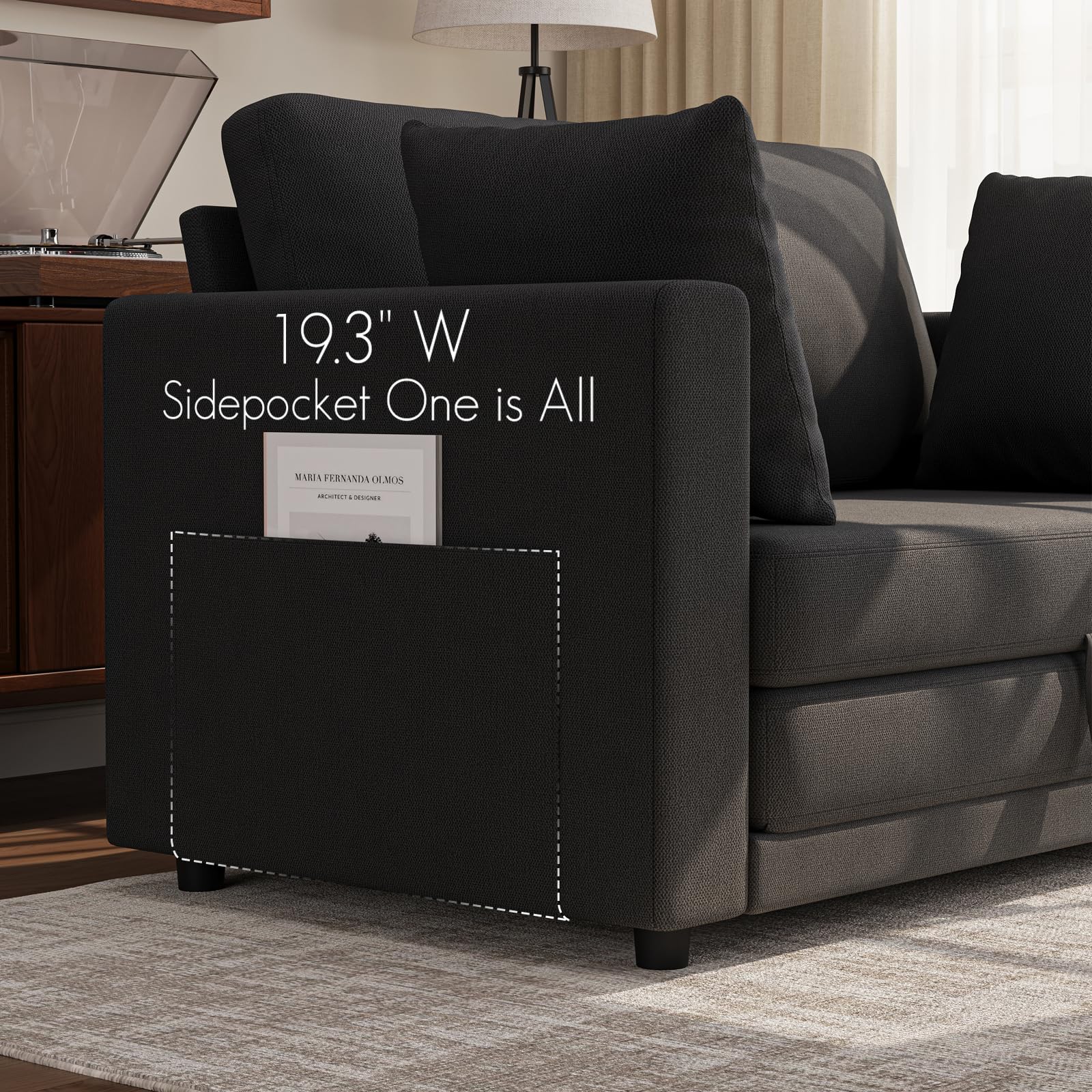 TROMIRY Convertible Loveseat Sofa Bed | Pull Out 78.7” Floor Couch Bed | Folding Sleeper Sofa Bed for Living Room, Apartment & Guest Room | Black