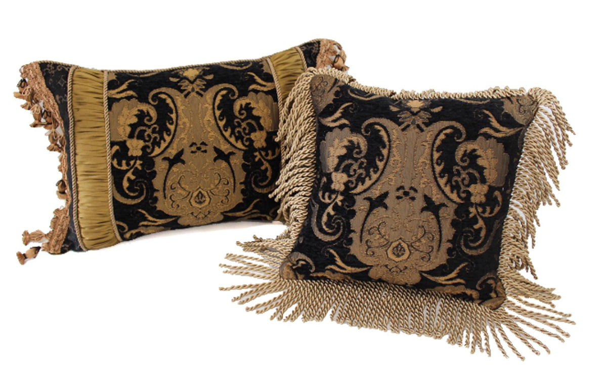 Black and Gold Throw Pillow Set
