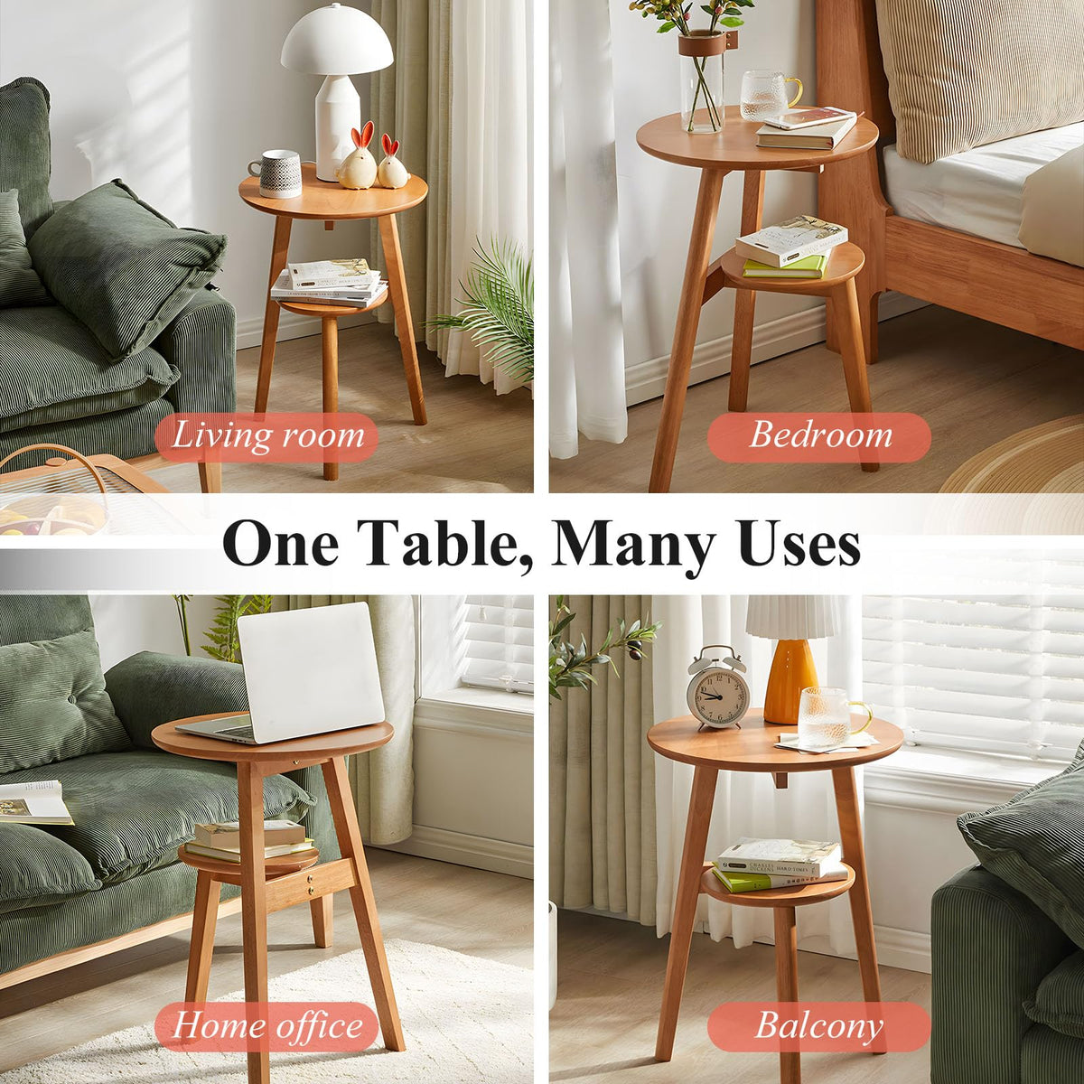 Round Wood Side Table