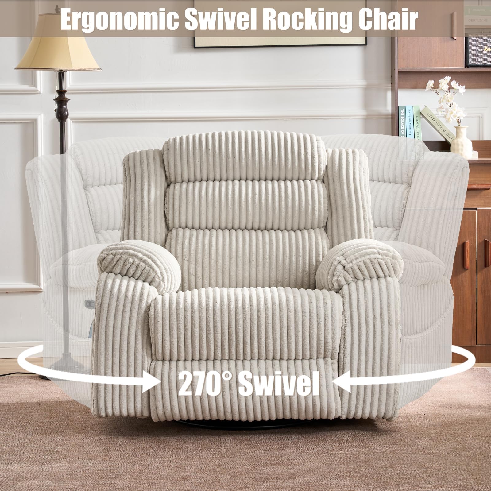 Power Swivel Rocker Recliner Chair with Massage & Heat