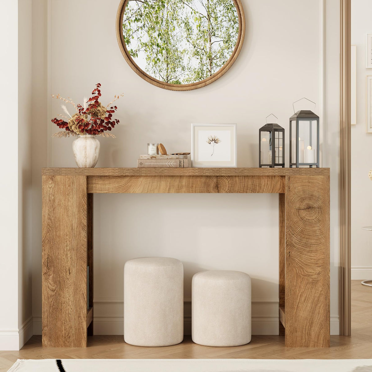 Tohomeor Entryway Console Table, Farmhouse Narrow Sofa Table Behind Couch, Wood Rectangular Accent Table for Living Room Hallway Entrance Foyer, Rustic Wood Grain