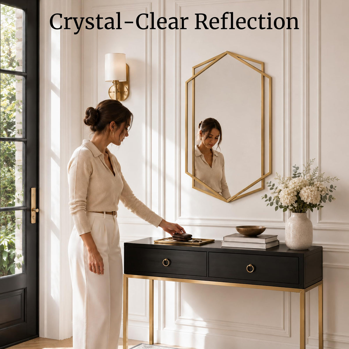 Matte Gold Hexagon Wall Mirror