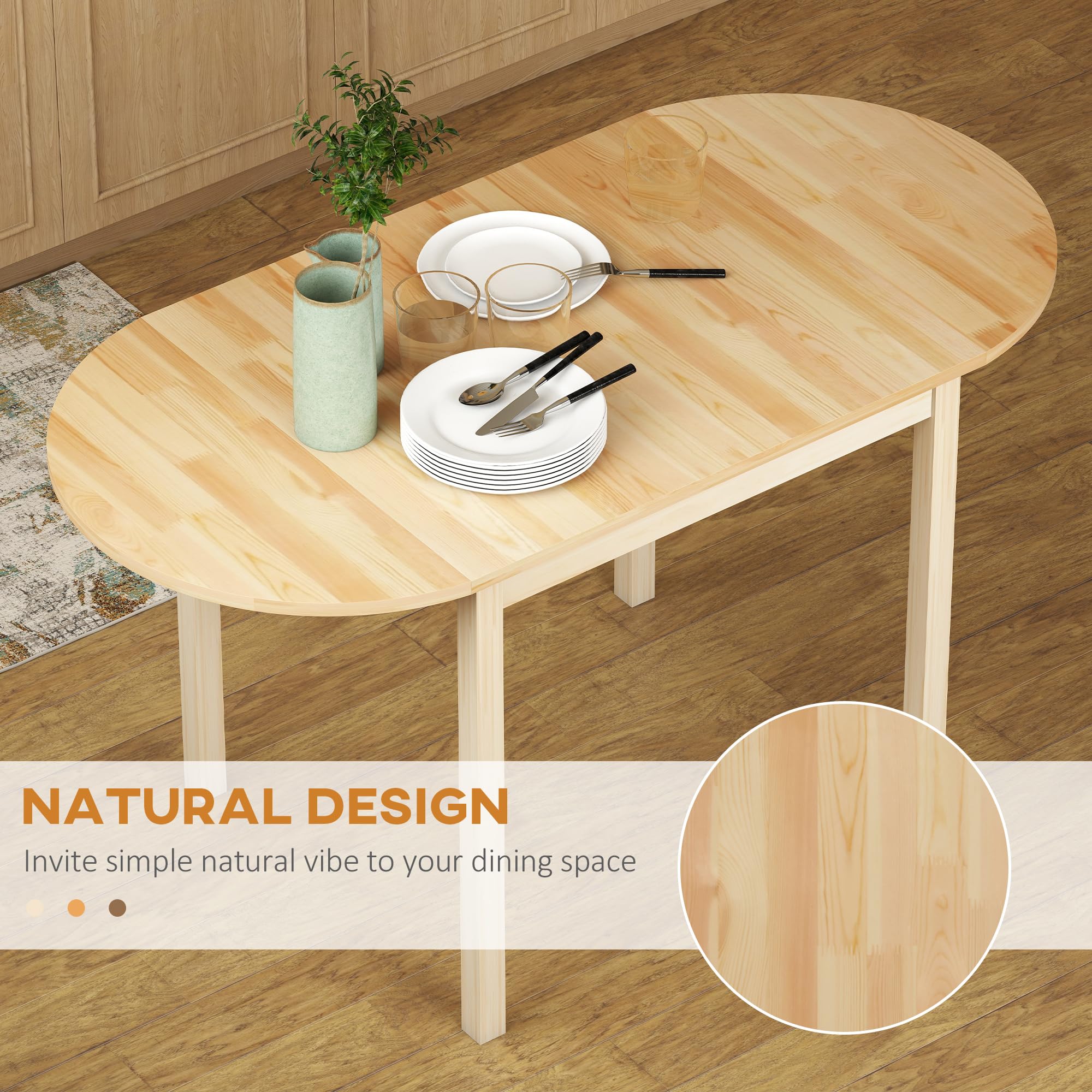 Drop Leaf Dining Table, Solid Wood, Seats 4–6