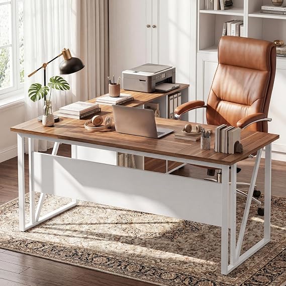 L-Shaped Executive Desk with Mobile File Cabinet