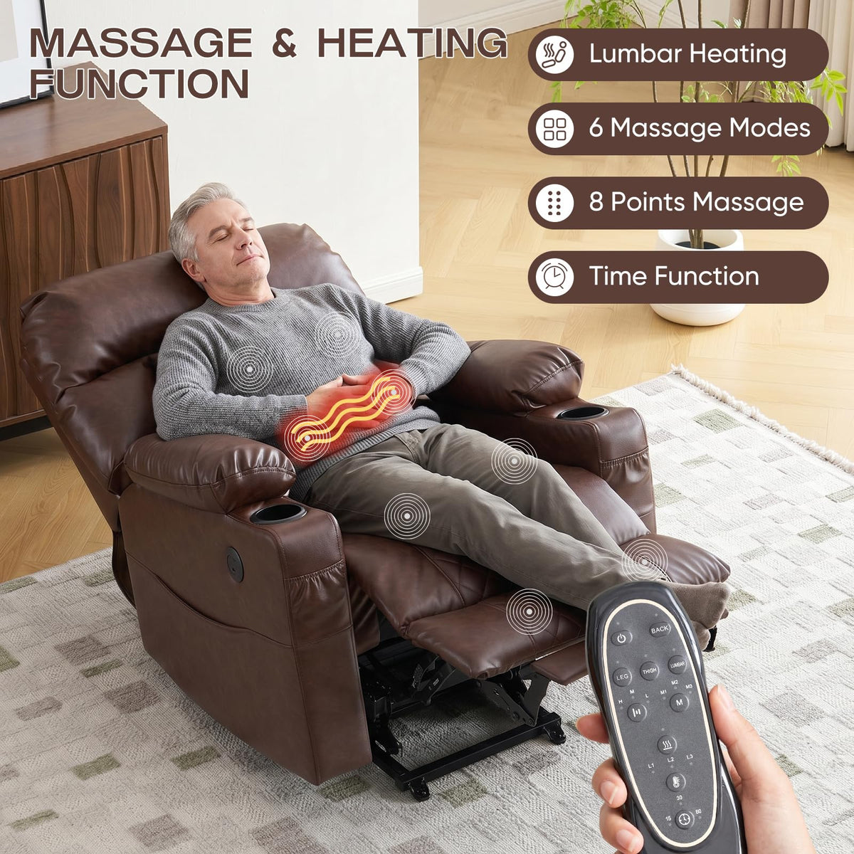 Dual-Motor Power Lift Massage Recliner