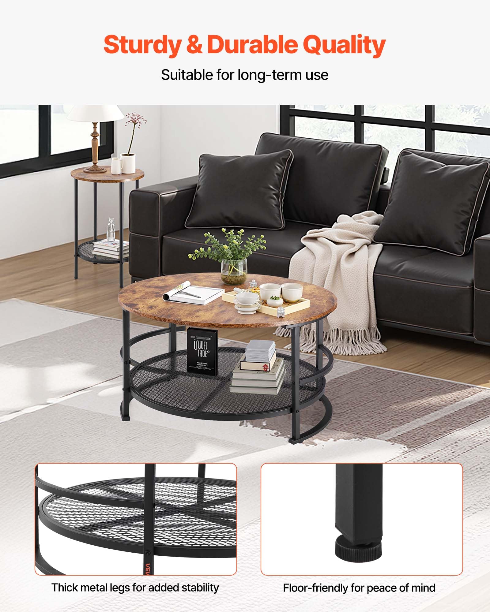 3-Piece Coffee Table Set with 2 End Tables