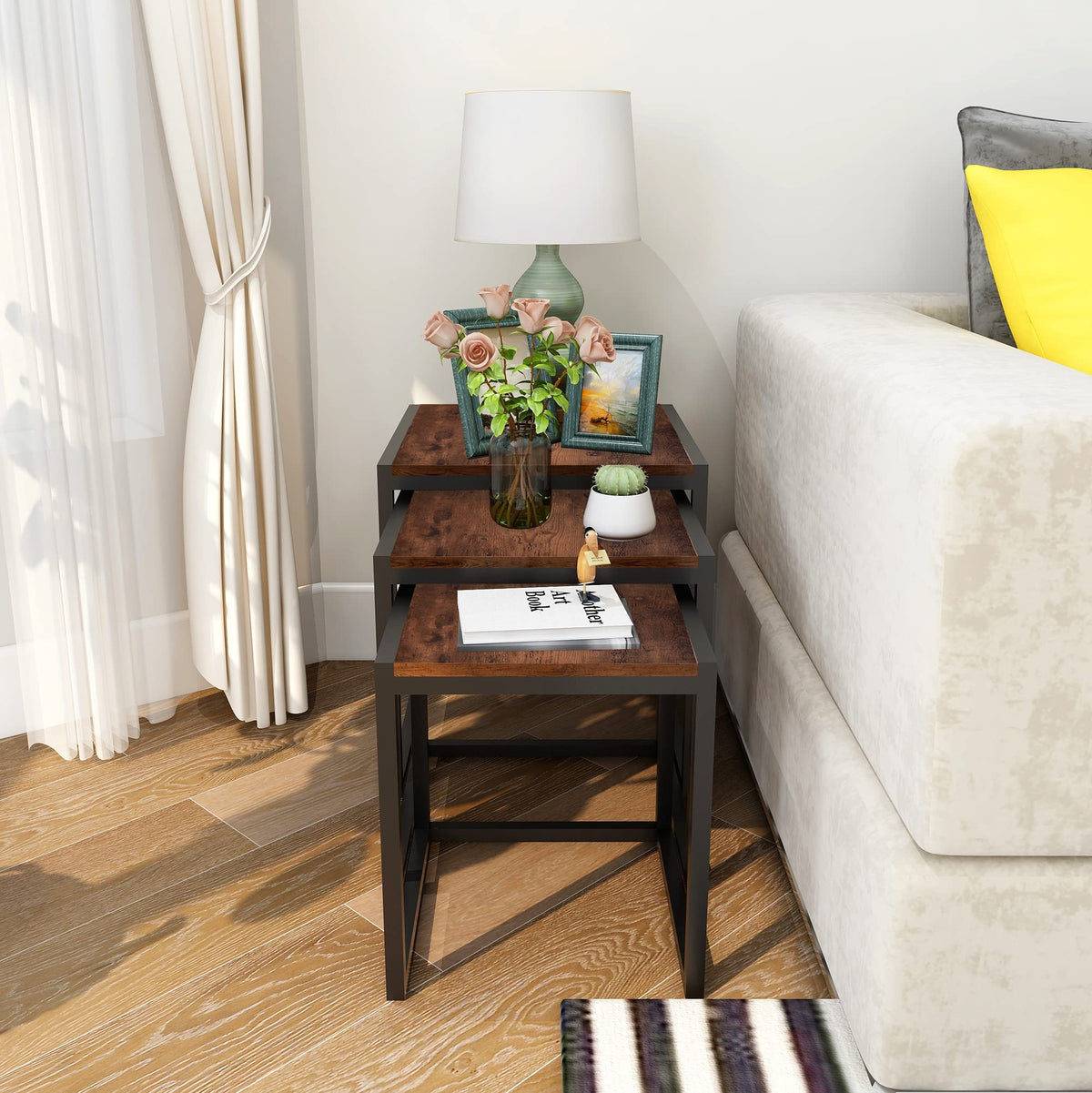 Brown Nesting Tables, Set of 3