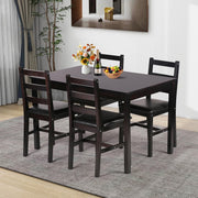 Pazidom Kitchen Table Set 5 Piece Dining Table Set Sturdy Wooden Square Table and Chair Breakfast Table Set for 4 Person, Small Dining Room Table Set for Restaurant Home Kitchen Living Room, Brown