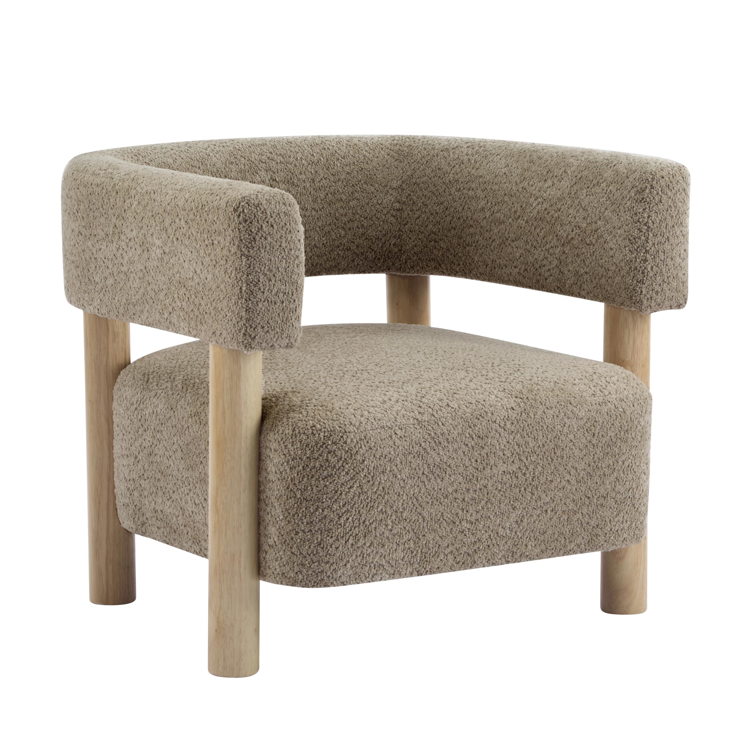 Low Profile Accent Chair with Boucle Fabric Cushion