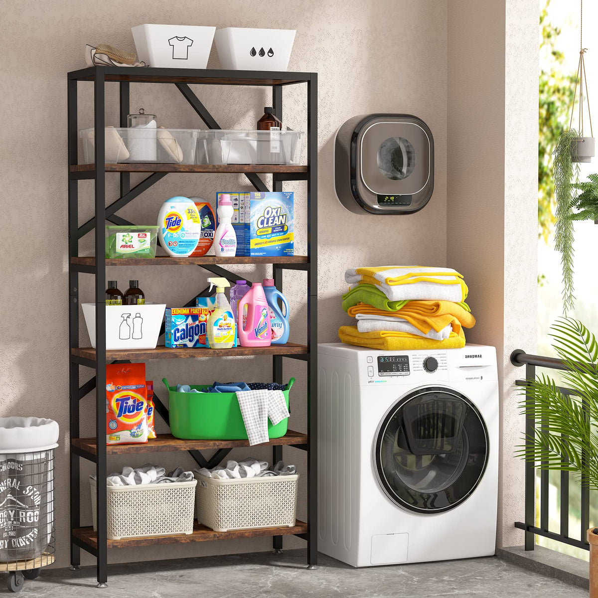 Industrial 6-Tier Bookshelf