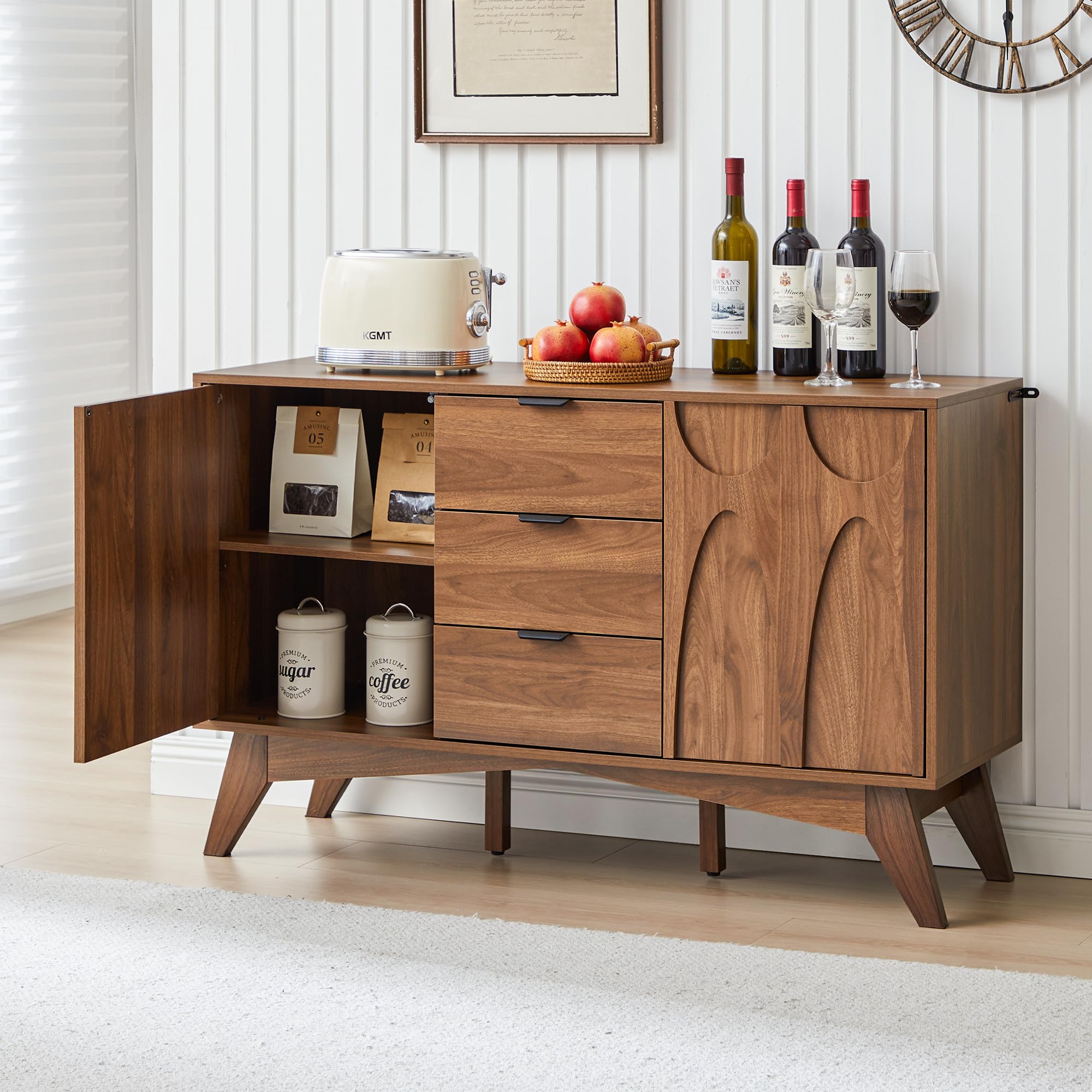 Mid-Century Modern Buffet Cabinet with Storage